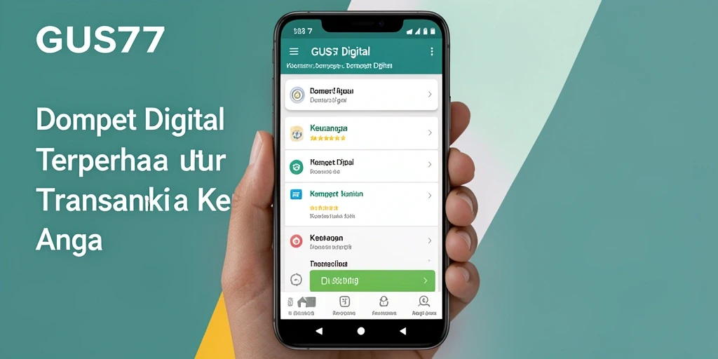 Tampilan antarmuka GUS77 yang modern dan fungsional untuk transaksi Dompet Digital.