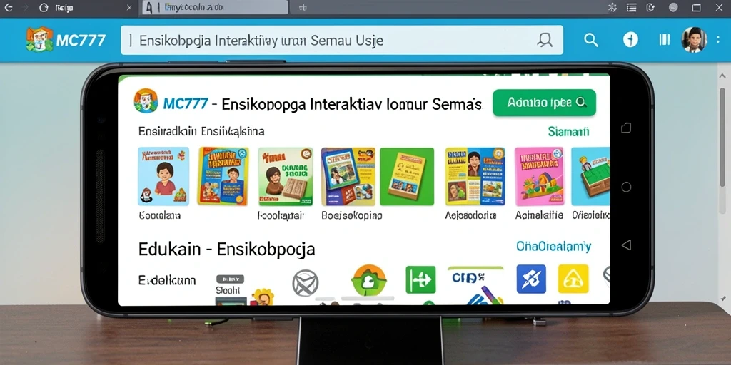 Antarmuka interaktif yang menarik dari aplikasi Ensiklopedia MC777.
