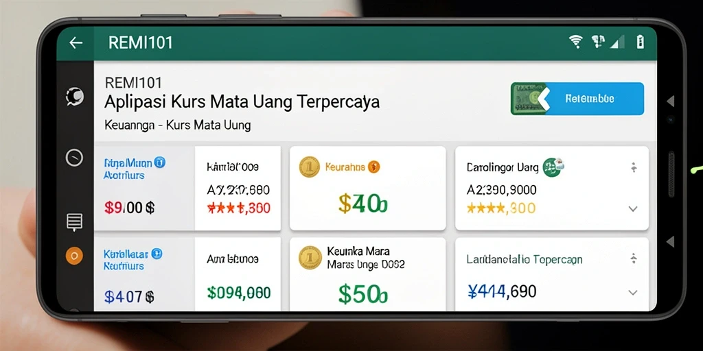Tampilan antarmuka aplikasi Kurs Mata Uang REMI101 yang informatif dan menarik.